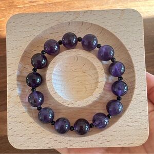 Natural Amethyst Crystal Beaded Bracelet 10mm Purple Healing Stone EnergyJewelry